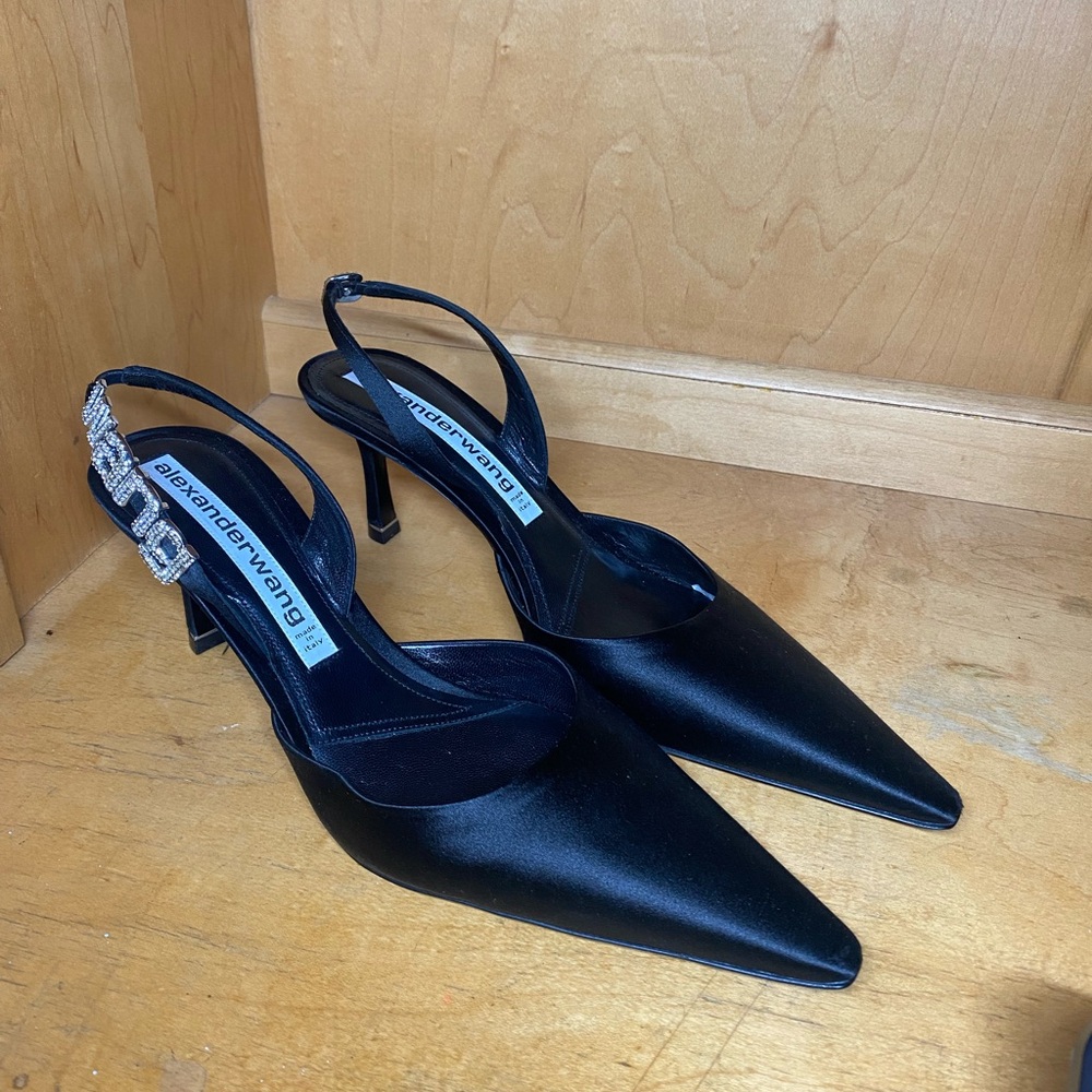 Alexander Wang Black Slingback Satin Grace Heel